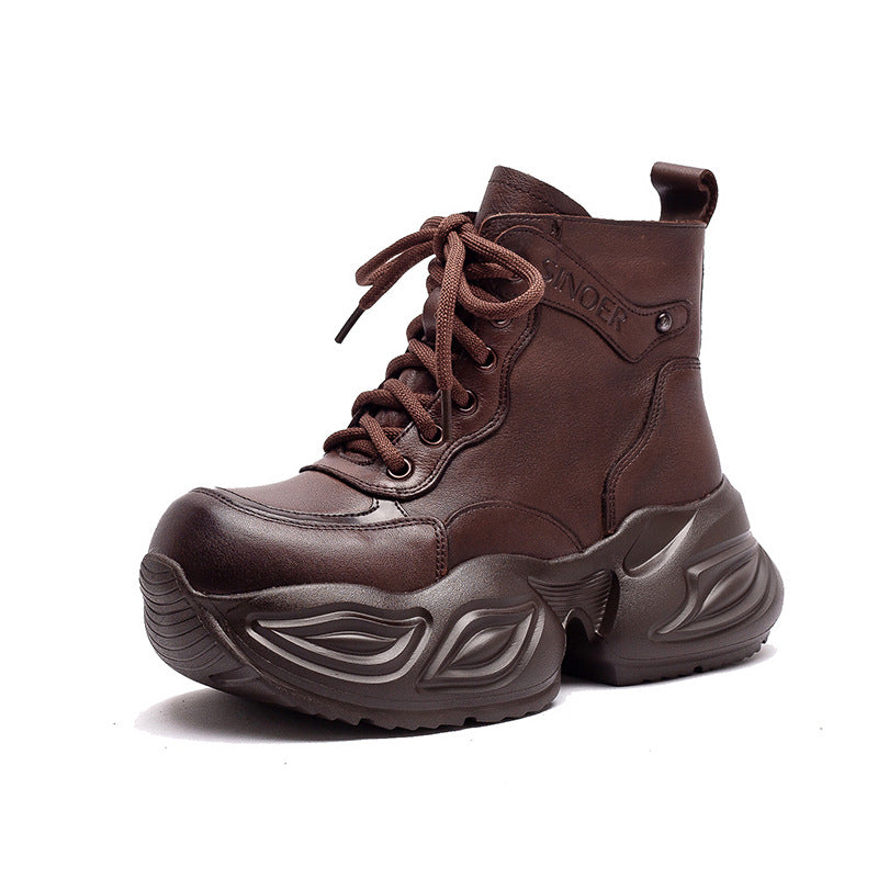 Women's Vintage Leather Chunky Platform Boots