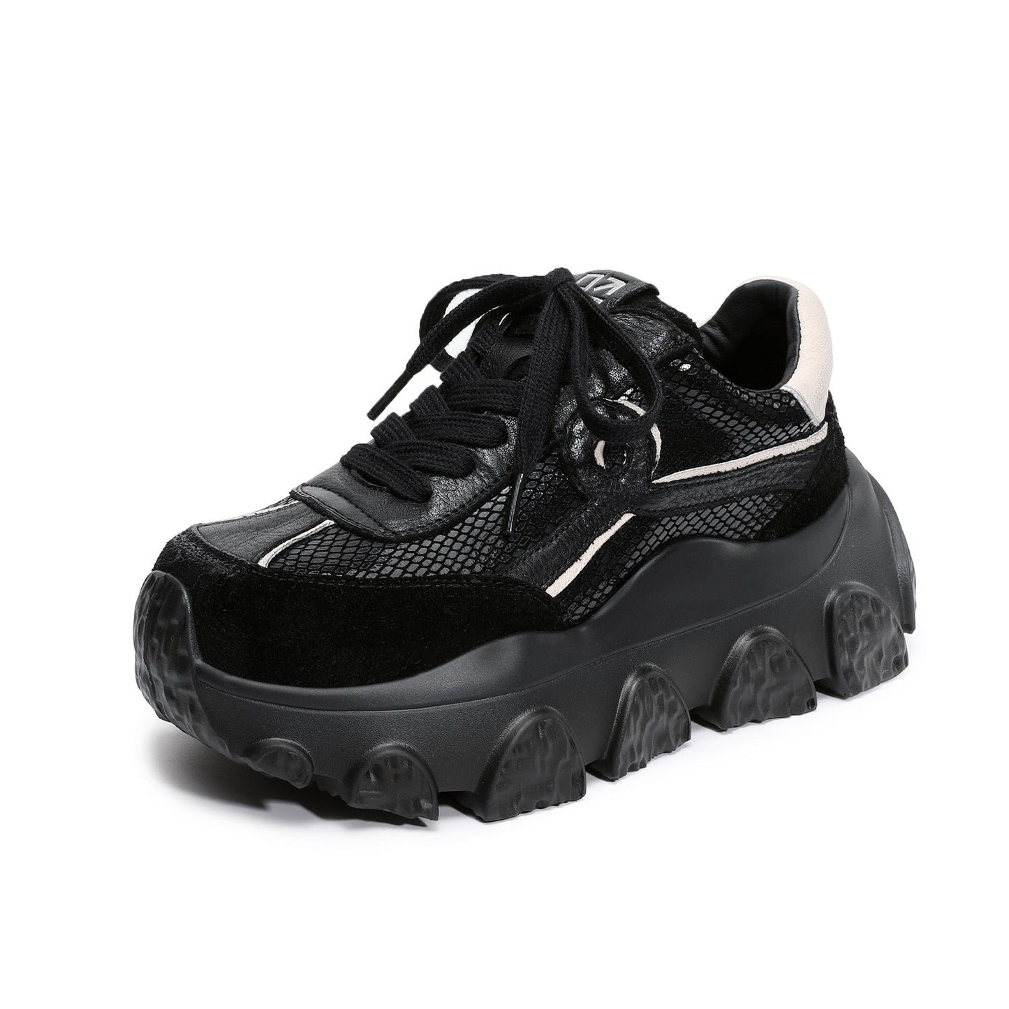 Women's Retro Leather Casual Chunky Platform Sneakers-RAIIFY