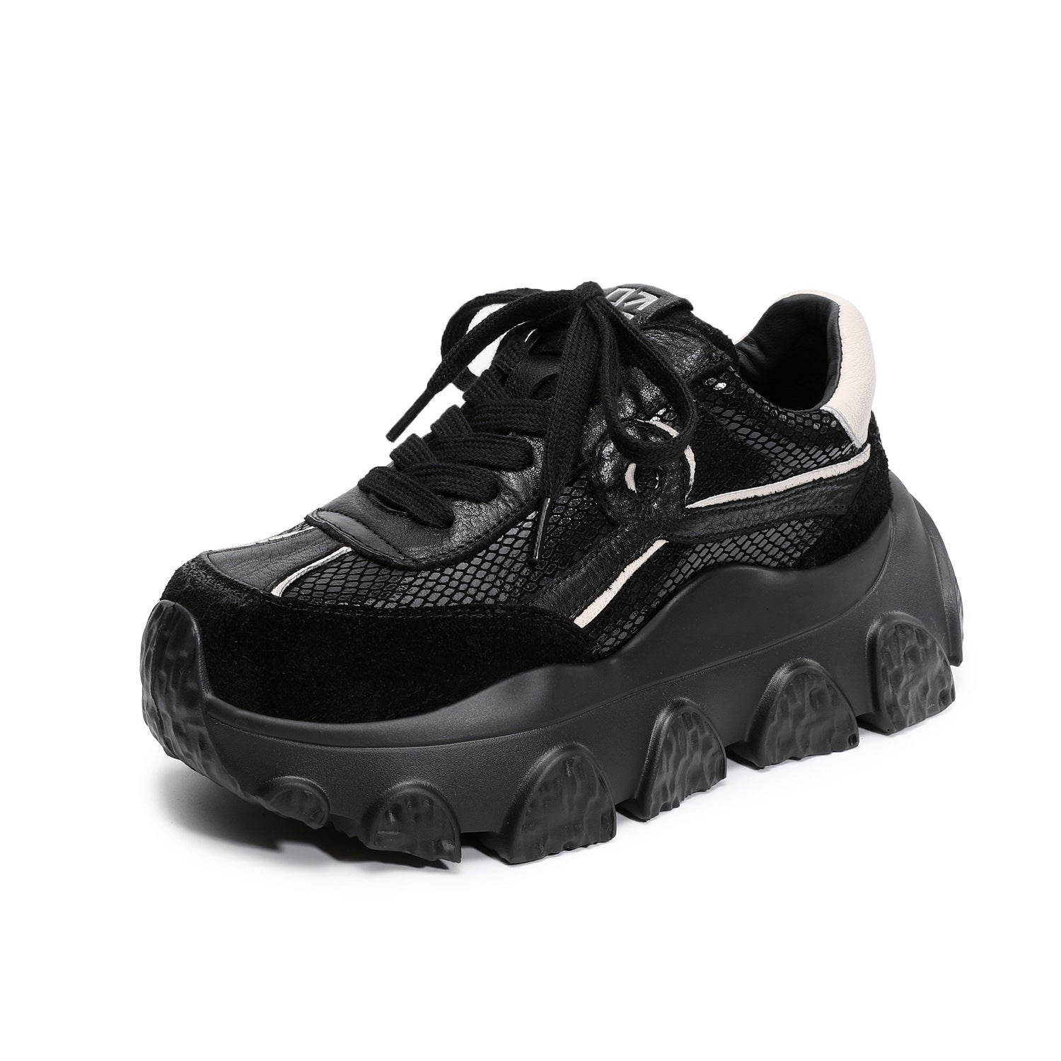 Women's Retro Leather Casual Chunky Platform Sneakers-RAIIFY