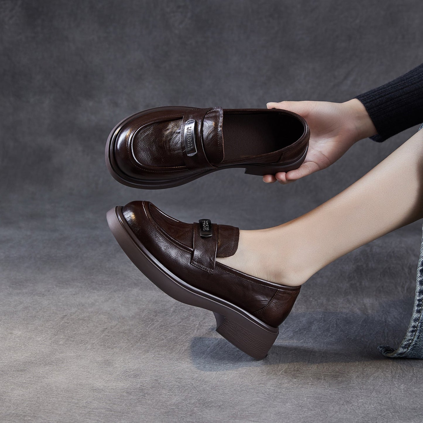 Women's Vintage Plain Leather Casual Loafers