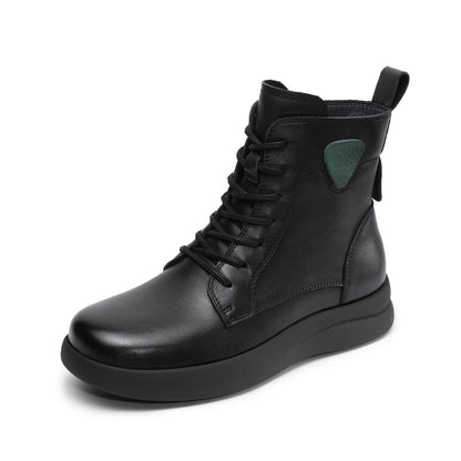 Women's Quilted Leather Flat Casual Ankle Boots-RAIIFY