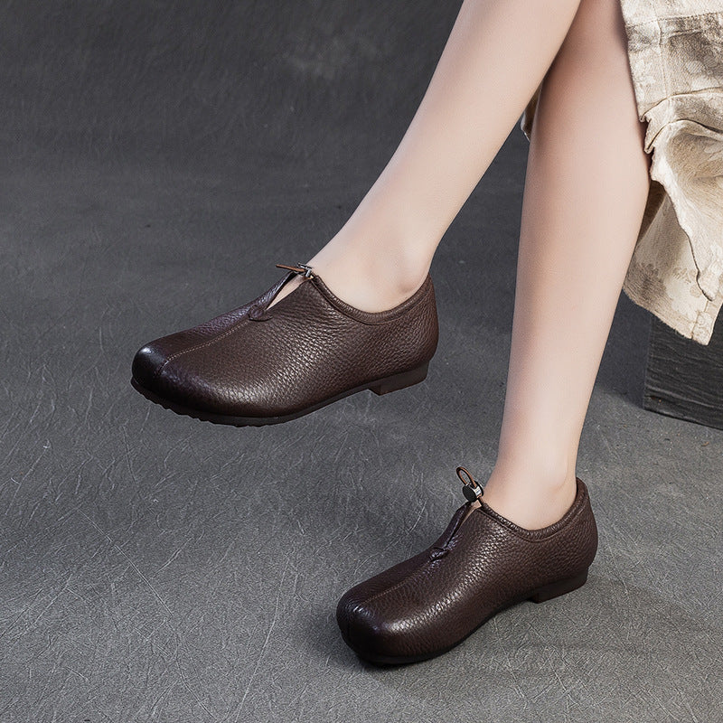 Women's Minimalist Retro Plain Leather Casual Flats