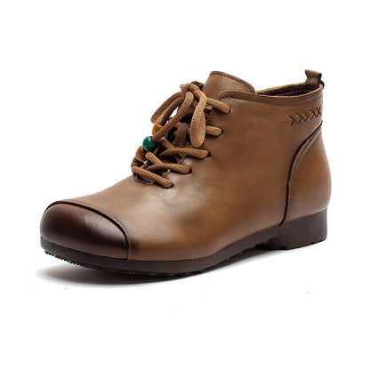Women's Vintage Leather Comfort Flat Ankle Boots
