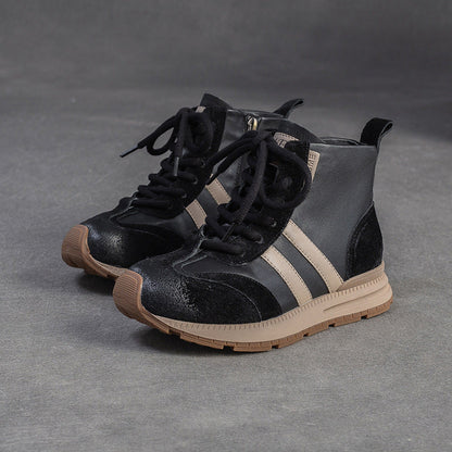 Women's Fashion Color-Blocked Flat Ankle Boots-RAIIFY