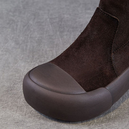 Women's Retro Minimalist Leather Platform Ankle Boots