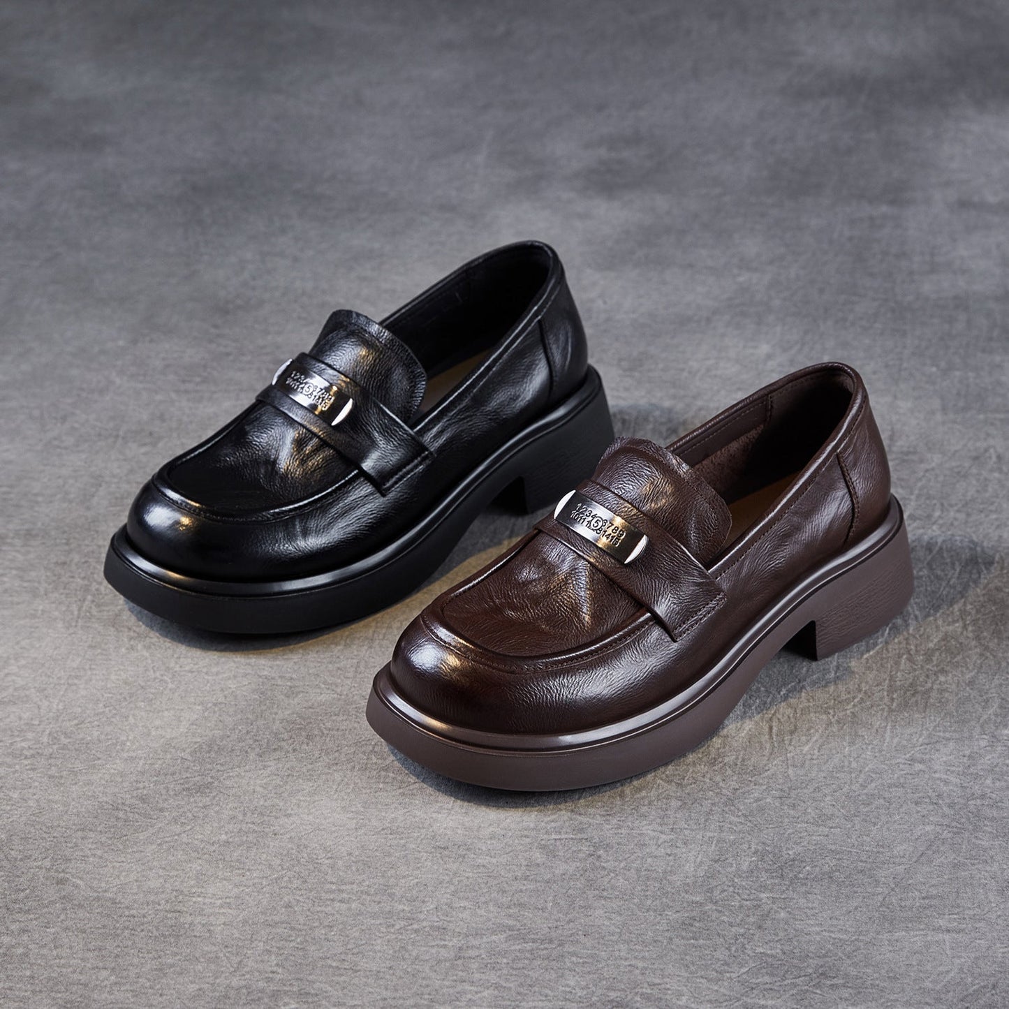 Women's Vintage Plain Leather Casual Loafers