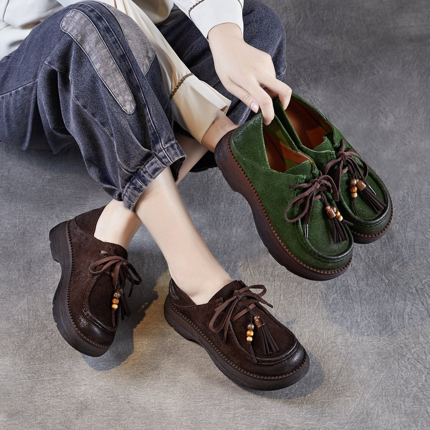 Women's Retro Leather Fringe Casual Shoes