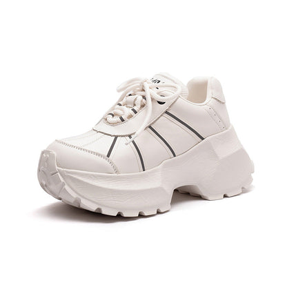 Women's Minimalist Fashion Leather Chunky Platform Sneakers