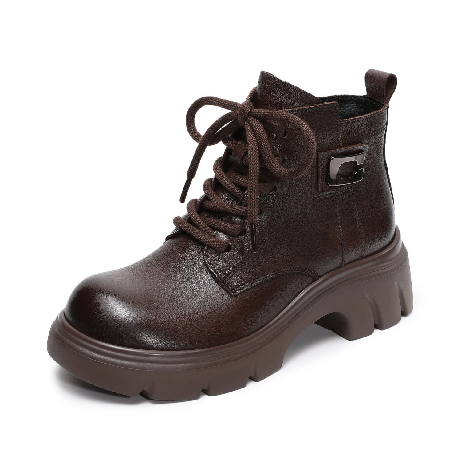 Women's Retro Leather Thick Soled Casual Ankle Boots-RAIIFY