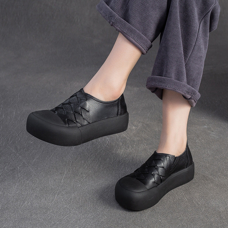 Women's Vintage Leather Slip-on Platform Casual Shoes