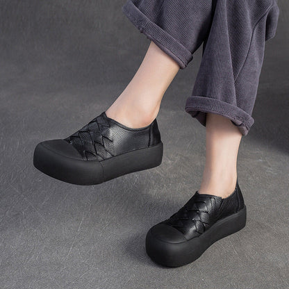 Women's Vintage Leather Slip-on Platform Casual Shoes