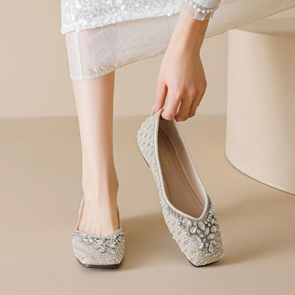 Women's Fashion Elegant Rhinestone Comfort Flats