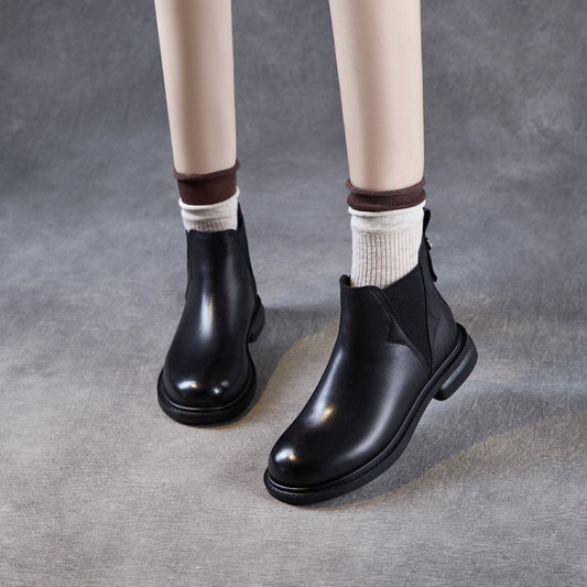 Women's Vintage Leather Slip-on Ankle Boots