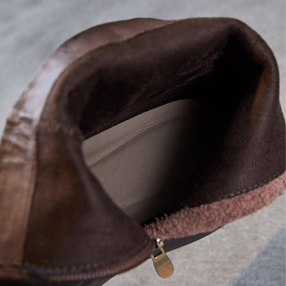 Women's Minimalist Plain Leather Thick Soled Ankle Boots