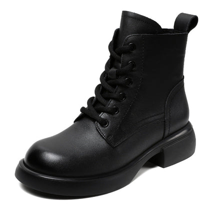 Womne's Retro Plain Soft Leather Ankle Boots-RAIIFY