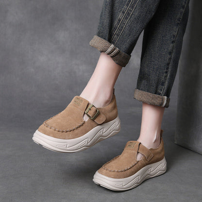 Women's Handmade Leather Platform Slip-on Loafers