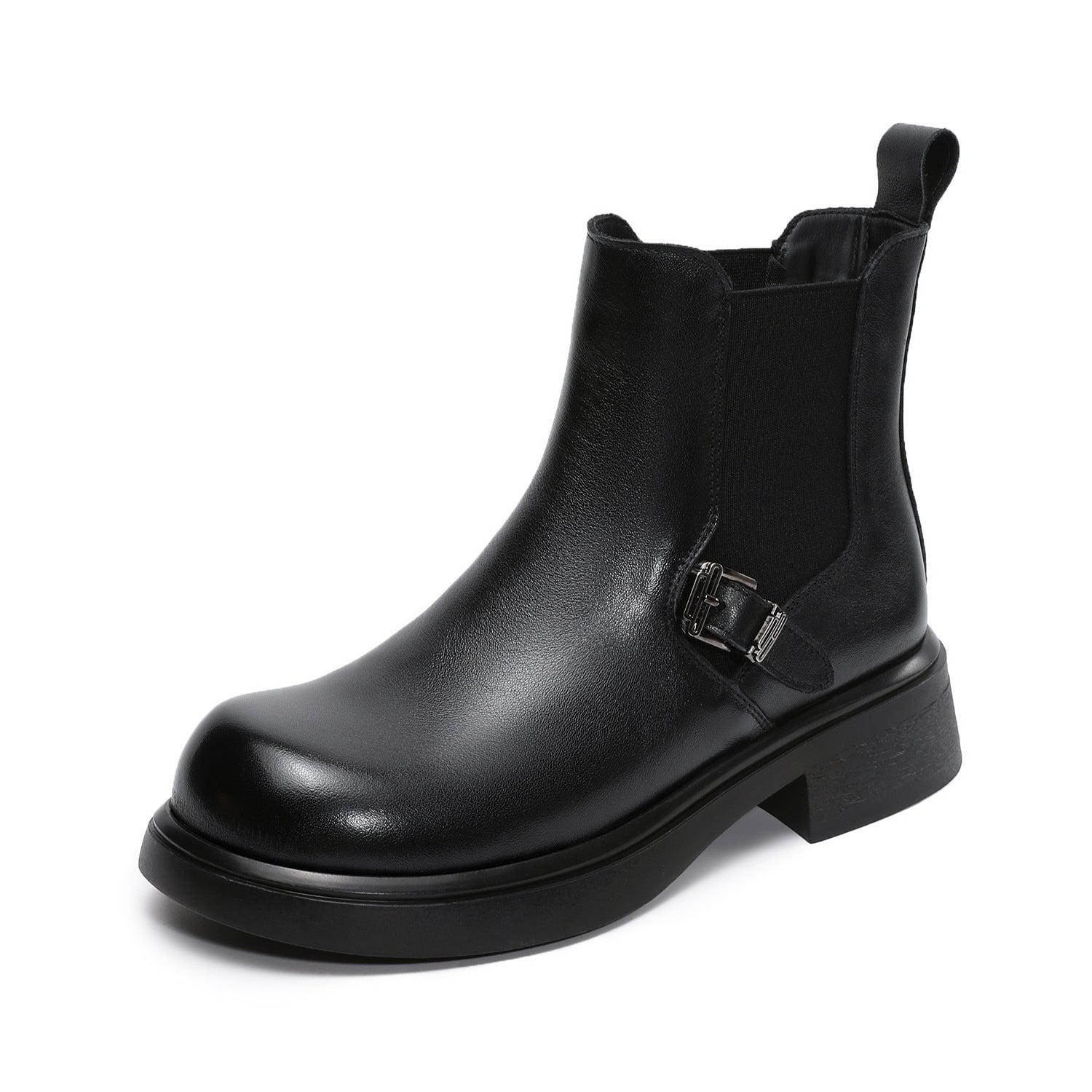 Women's Minimalist Plain Leather Slip-on Ankle Boots-RAIIFY