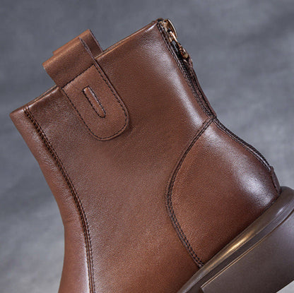 Women's Minimalist Plain Leather Casual Ankle Boots