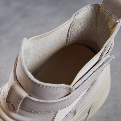 Women's Plain Leather Casual Ankle Boots