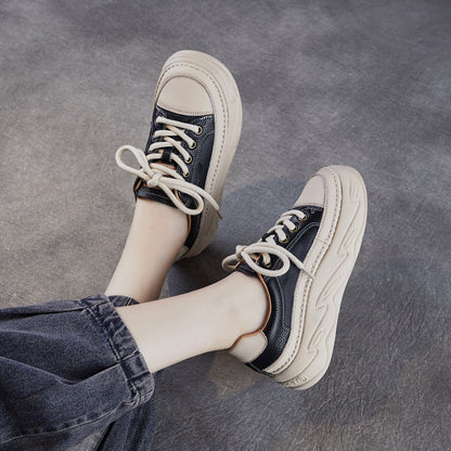 Women's Fashion Quilted Leather Casual Platform Sneakers