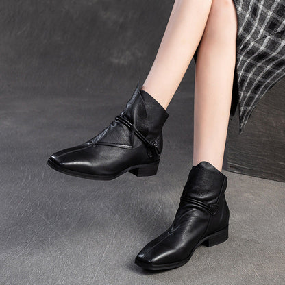 Women's Vintage Soft Leather Comfort Slip-on Ankle Boots