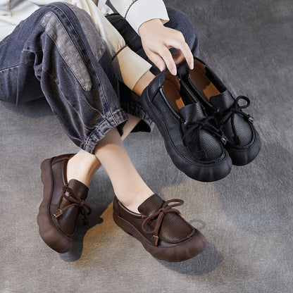 Women's Vintage Soft Leather Lace-Up Casual Shoes