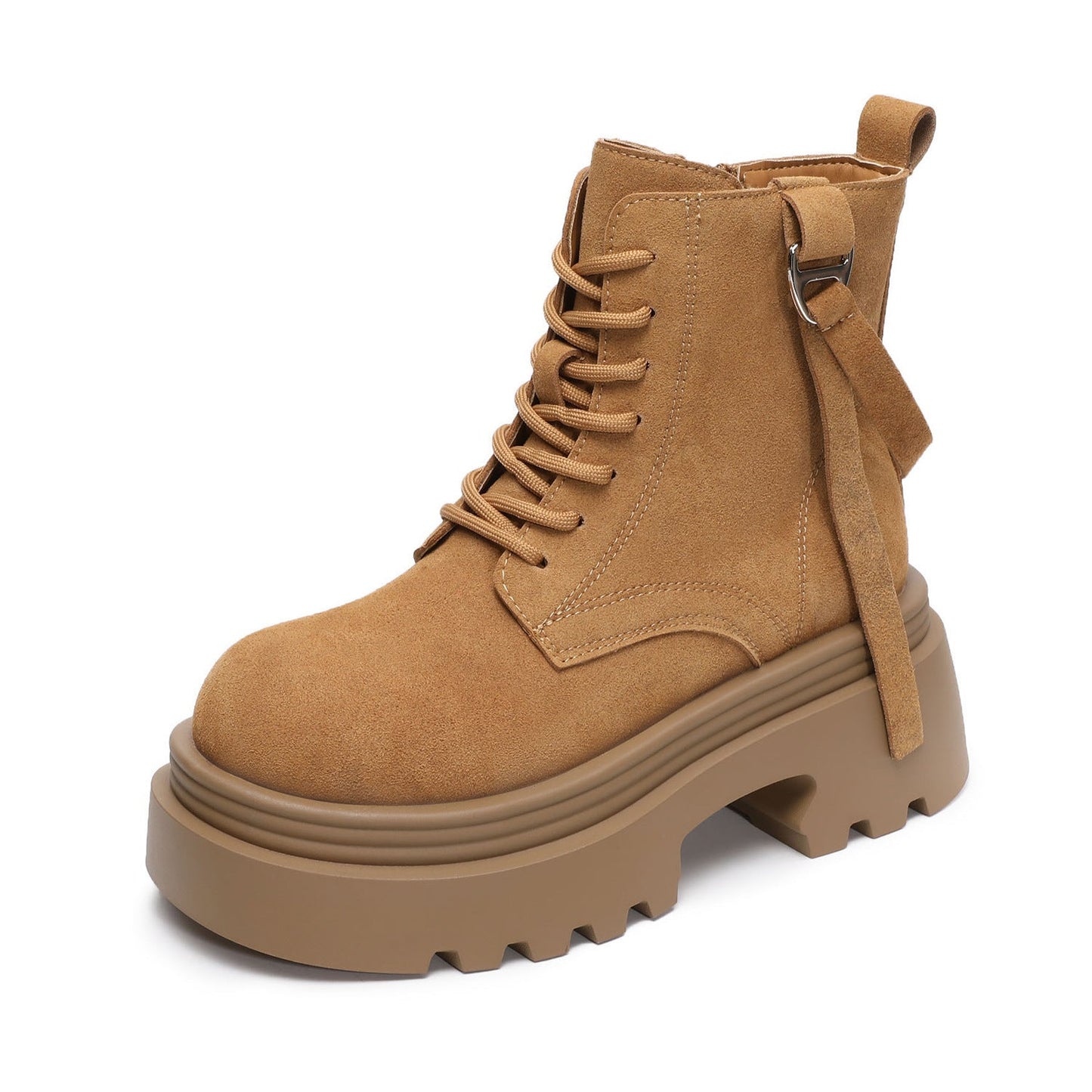 Women's Minimalist Plain Suede Platform Ankle Boots-RAIIFY