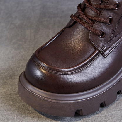 Women's Vintage Leather Casual Platform Ankle Boots