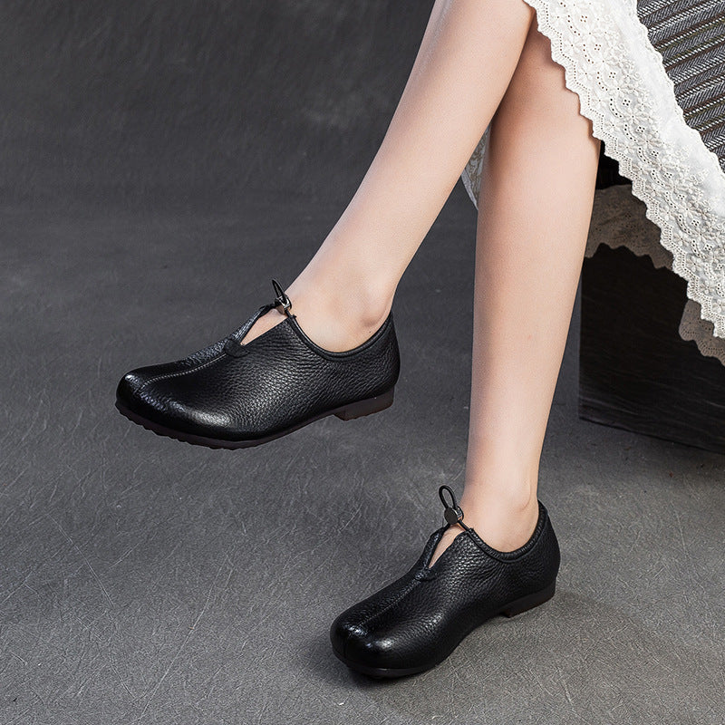 Women's Minimalist Retro Plain Leather Casual Flats