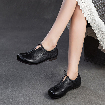 Women's Minimalist Retro Plain Leather Casual Flats