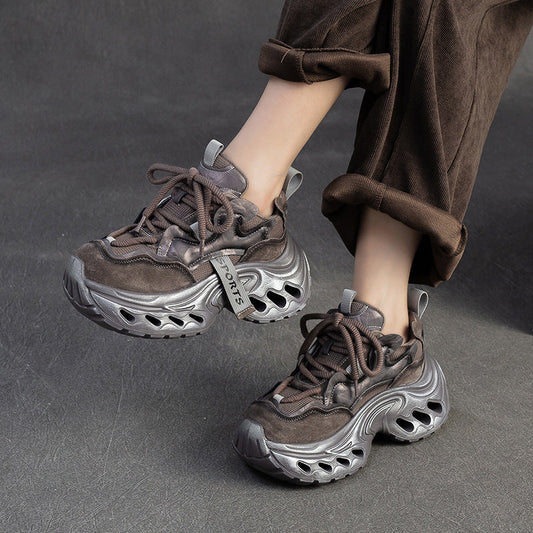 Women's Vintage Leather Chunky Platform Sneakers