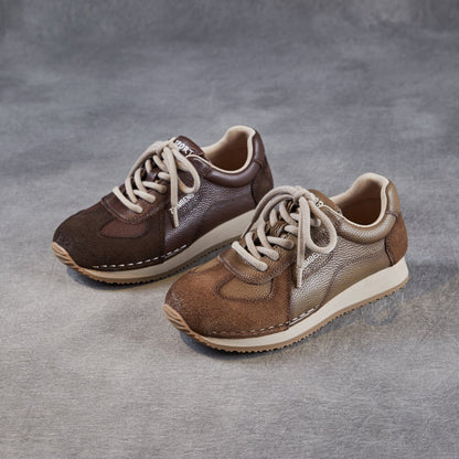 Women's Retro Quilted Leather Casual Sneakers