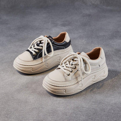 Women's Fashion Quilted Leather Casual Platform Sneakers