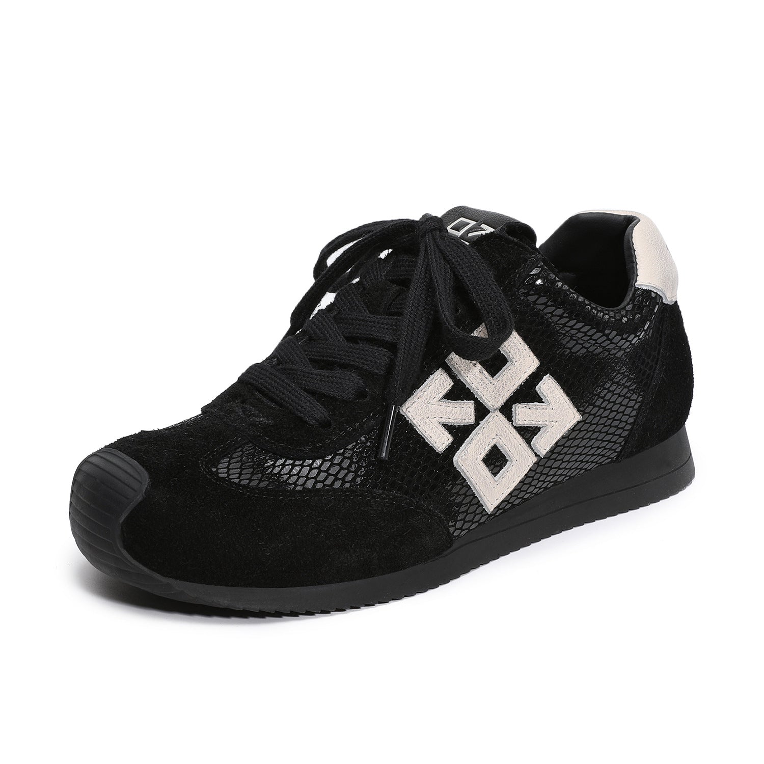 Women's Retro Patchwork Leather Flat Casual Sneakers-RAIIFY