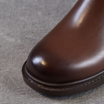 Women's Vintage Leather Slip-on Ankle Boots