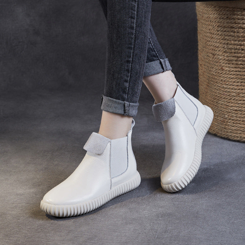 Women's Minimalist Leather Flat Ankle Boots