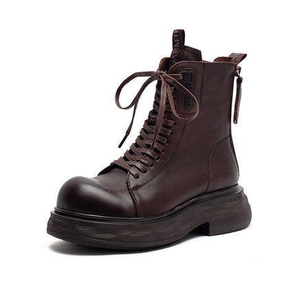 Women's Retro Classic Leather Motorcycle Boots