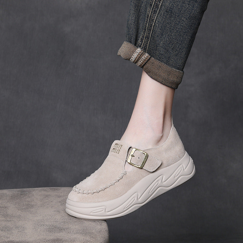 Women's Handmade Leather Platform Slip-on Loafers