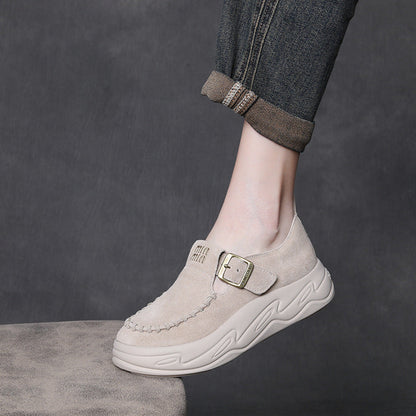 Women's Handmade Leather Platform Slip-on Loafers