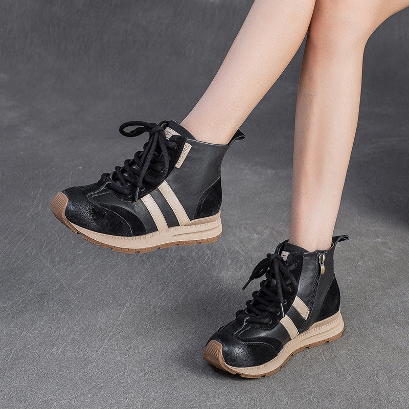 Women's Fashion Color-Blocked Flat Ankle Boots