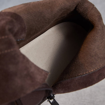 Women's Vintage Breathable Leather Flat Ankle Boots