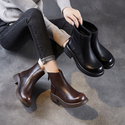 Women's Retro Plain Leather Minimalist Ankle Boots