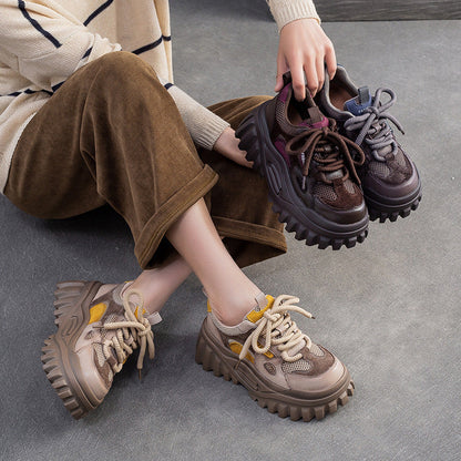 Women's Breathable Mesh Chunky Platform Casual Shoes