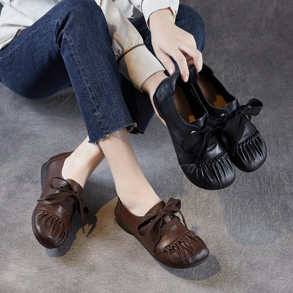 Women's Handmade Vintage Leather Lace-up Casual Shoes