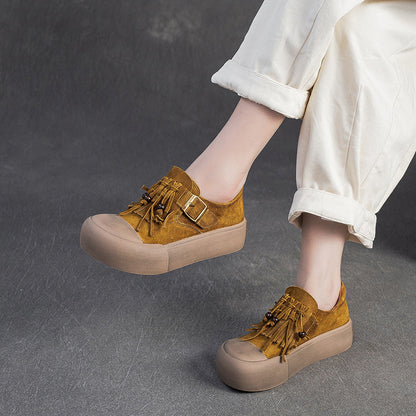 Women's Vintage Fringed Flat Platform Slip-on Shoes