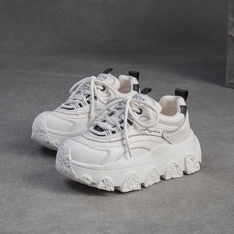 Women's Fashion Quilted Leather Platform Sneakers-RAIIFY