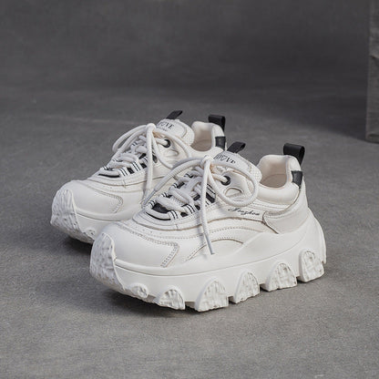 Women's Fashion Quilted Leather Platform Sneakers-RAIIFY