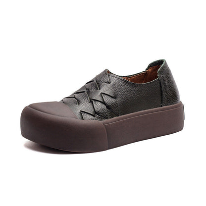 Women's Vintage Leather Slip-on Platform Casual Shoes