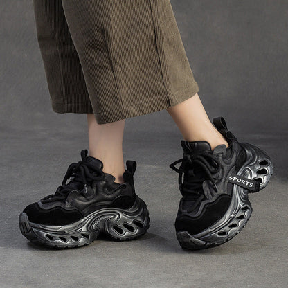 Women's Vintage Leather Chunky Platform Sneakers
