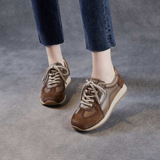 Women's Retro Quilted Leather Casual Sneakers